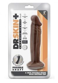 Dr Skin Plus Posable Dildo 6 Chocolate (Material: TPR/TPE)