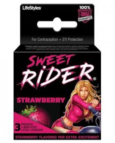 Lifestyles Sweet Rider Condoms Strawberry 3 Pack (Material: Latex)
