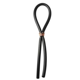Bolo Lasso Ring Rose Gold Crown Slider Black (Material: Silicone)