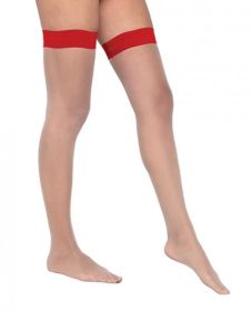 Colored Silicone Stay Up Stockings Red O/s (Material: Nylon)