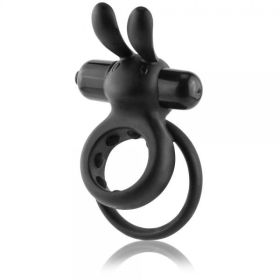 Ohare Vibrating Rabbit Double Ring Black (Material: Silicone)