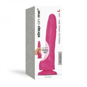 Strap-on-me Sliding Skin Realistic Dual-density Dildo Dual Fuchsia  L (size: large)