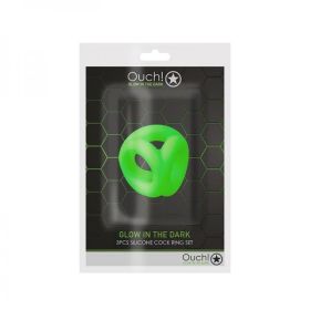 Glow Cock Ring & Ball Strap - Glow In The Dark - Green (Material: Silicone)