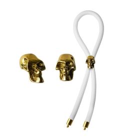 Bolo C-Ring Lasso Gold Skull Bead Silicone White (Material: Silicone)