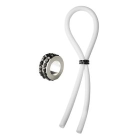 Bolo Lasso Ring Siilcone Black Gems Bead White (Material: Silicone)